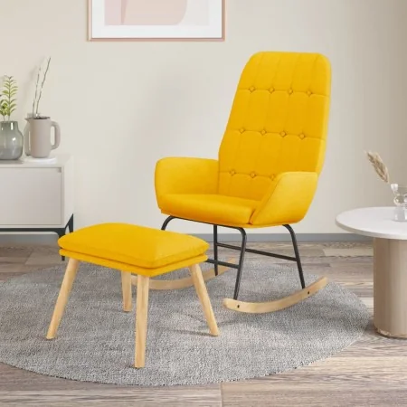 Sillón mecedora con taburete tela amarillo mostaza de , Mecedoras - Ref: Foro24-3097711, Precio: 146,83 €, Descuento: %