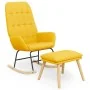 Sillón mecedora con taburete tela amarillo mostaza de , Mecedoras - Ref: Foro24-3097711, Precio: 146,83 €, Descuento: %
