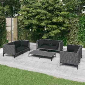 7-piece garden sofa set with dark gray synthetic rattan cushions by , Garden sets - Ref: Foro24-3099831, Price: 547,33 €, Dis...