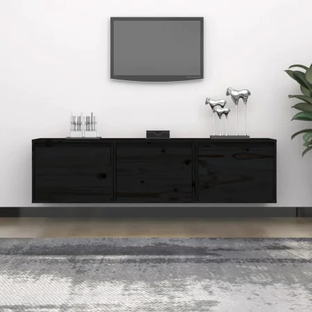 TV-Möbel, 3-teilig, Massivholz aus schwarzem Kiefernholz. von , TV-Möbel - Ref: Foro24-3100128, Preis: 117,87 €, Rabatt: %