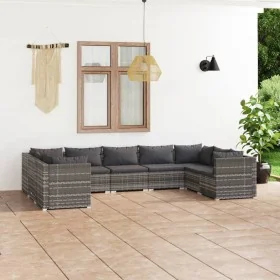 Garden furniture set 9 pieces and gray synthetic rattan cushions by , Garden sets - Ref: Foro24-3101973, Price: 1,00 €, Disco...