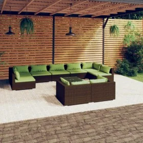 Set muebles de jardín 10 pzas y cojines ratán sintético marrón de , Conjuntos de jardín - Ref: Foro24-3102068, Precio: 1,00 €...