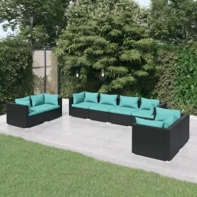 Gartenmöbel-Set, 8-teilig, mit schwarzen Polstern aus synthetischem Rattan von , Gartensets - Ref: Foro24-3102281, Preis: 973...