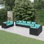 Set de muebles de jardín 8 pzas y cojines ratán sintético negro de , Conjuntos de jardín - Ref: Foro24-3102281, Precio: 971,9...