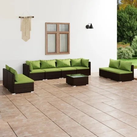Garden furniture set 9 pieces with brown synthetic rattan cushions by , Garden sets - Ref: Foro24-3102260, Price: 1,00 €, Dis...