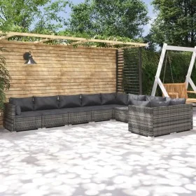 Garden furniture set 9 pieces and gray synthetic rattan cushions by , Garden sets - Ref: Foro24-3102765, Price: 1,00 €, Disco...