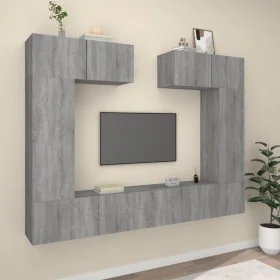 TV furniture set 6 pieces gray Sonoma plywood by , TV Furniture - Ref: Foro24-3114468, Price: 235,16 €, Discount: %