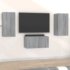 Set de muebles para TV 3 pzas madera contrachapada gris Sonoma de , Muebles TV - Ref: Foro24-3120231, Precio: 93,36 €, Descue...