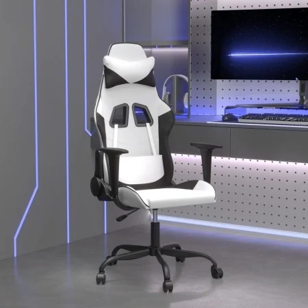 Silla gaming cuero sintético blanco y negro de , Sillones para videojuegos - Ref: Foro24-3143651, Precio: 118,35 €, Descuento: %