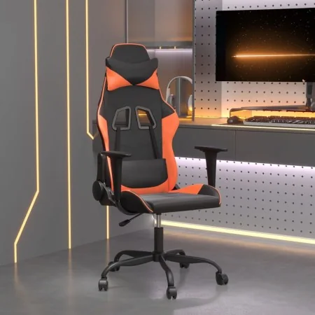Gaming-Stuhl aus schwarzem und orangefarbenem Kunstleder von , Gaming-Stühle - Ref: Foro24-3143647, Preis: 107,31 €, Rabatt: %
