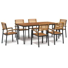 Juego de comedor de jardín 7 pzas madera maciza acacia y metal de , Conjuntos de jardín - Ref: Foro24-3155419, Precio: 671,70...