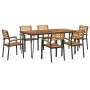 7-piece garden dining set, solid acacia wood and metal by , Garden sets - Ref: Foro24-3155419, Price: 699,25 €, Discount: %