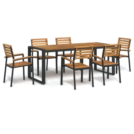 7-piece garden dining set, solid acacia wood and metal by , Garden sets - Ref: Foro24-3155412, Price: 739,06 €, Discount: %