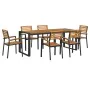 7-piece garden dining set, solid acacia wood and metal by , Garden sets - Ref: Foro24-3155412, Price: 739,06 €, Discount: %