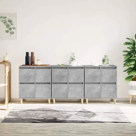 Display cabinets 3 units plywood gray concrete 60x35x70 cm by , Sideboards - Ref: Foro24-3185771, Price: 208,20 €, Discount: %