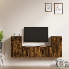 Set de muebles de TV 4 pzas madera contrachapada roble ahumado de , Muebles TV - Ref: Foro24-3188555, Precio: 168,84 €, Descu...
