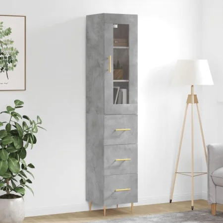 Aparador de madera contrachapada gris hormigón 34,5x34x180 cm de , Aparadores - Ref: Foro24-3199229, Precio: 112,13 €, Descue...