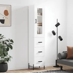 Hoher Schrank aus glänzend weißem Sperrholz 34,5x34x180 cm. von , Sideboards - Ref: Foro24-3199243, Preis: 134,77 €, Rabatt: %