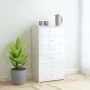 Sideboard mit 6 Schubladen aus glänzendem weißem Sperrholz 50x34x96 cm. von , Sideboards - Ref: Foro24-800672, Preis: 141,04 ...