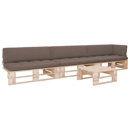 Pallet furniture 4 pieces and cushions made of impregnated pine wood. by , Garden sets - Ref: Foro24-3066753, Price: 391,44 €...