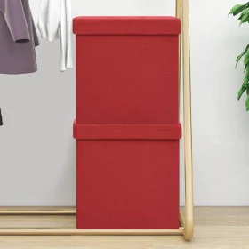 Folding storage stool 2 units synthetic linen red wine by , Folding stools and chairs - Ref: Foro24-338777, Price: 39,80 €, D...