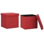 Folding storage stool 2 units synthetic linen red wine by , Folding stools and chairs - Ref: Foro24-338777, Price: 39,80 €, D...