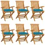 Gartenstühle 6 Stück Teakholz mit hellblauen Kissen von , Gartenstühle - Ref: Foro24-3062560, Preis: 443,04 €, Rabatt: %