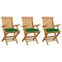 Garden chairs 3 units solid teak wood with green cushions by , Garden chairs - Ref: Foro24-3062534, Price: 225,14 €, Discount: %