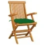 Garden chairs 3 units solid teak wood with green cushions by , Garden chairs - Ref: Foro24-3062534, Price: 225,14 €, Discount: %