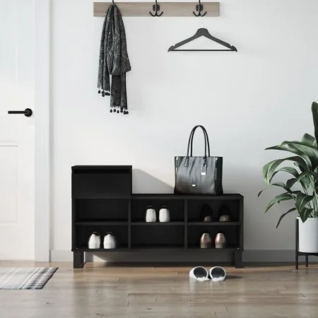Mueble zapatero madera contrachapada negro 102x36x60 cm de , Zapateros y organizadores de calzado - Ref: Foro24-831373, Preci...