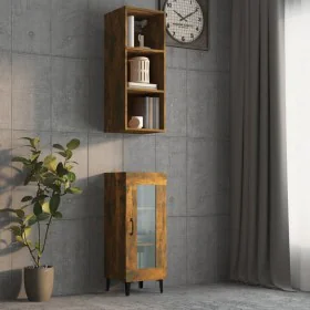 Engineered smoked oak wood wall cabinet 34.5x32.5x90 cm by , Shelves and shelves - Ref: Foro24-817456, Price: 36,83 €, Discou...