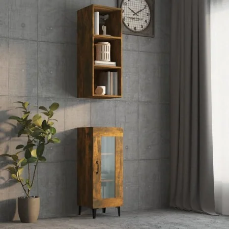 Wandschrank aus geräucherter Eichen-Ingenieurholz 34,5x32,5x90 cm. von , Regale und Regale - Ref: Foro24-817456, Preis: 36,81...