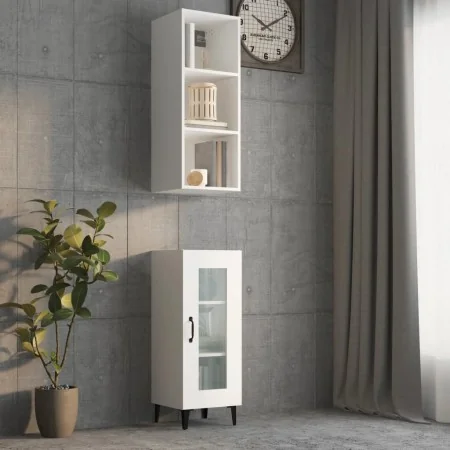 Engineered wood white wall cabinet 34.5x32.5x90 cm by , Shelves and shelves - Ref: Foro24-812483, Price: 42,04 €, Discount: %