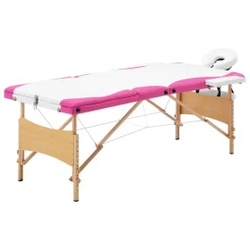 Folding massage table 3 zones white and pink wood by , massage tables - Ref: Foro24-110218, Price: 153,96 €, Discount: %