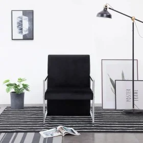 Sillón con patas cromadas de terciopelo negro de , Sillones - Ref: Foro24-282157, Precio: 90,94 €, Descuento: %