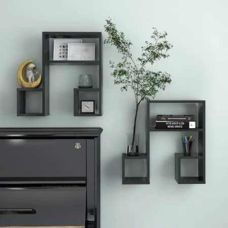 Wall shelves 2 units plywood gray 50x15x50 cm by , Shelves and shelves - Ref: Foro24-807243, Price: 32,17 €, Discount: %