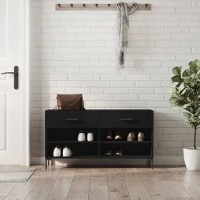 Banco zapatero madera de ingeniería negro 102x35x55 cm de , Zapateros y organizadores de calzado - Ref: Foro24-829741, Precio...