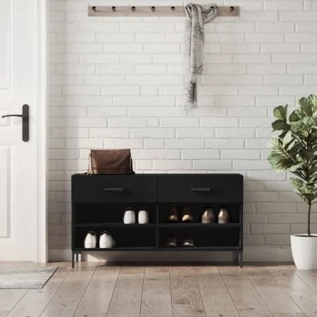 Engineered wood black shoemaker bench 102x35x55 cm by , Shoe racks and shoe organizers - Ref: Foro24-829741, Price: 82,46 €, ...