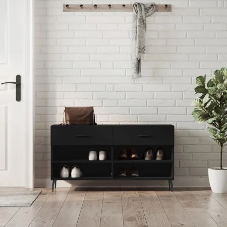 Banco zapatero madera de ingeniería negro 102x35x55 cm de , Zapateros y organizadores de calzado - Ref: Foro24-829757, Precio...