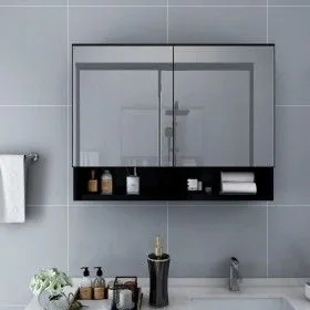 Bathroom cabinet with black mirror 80x15x60 cm by vidaXL, bathroom vanities - Ref: Foro24-323605, Price: 113,66 €, Discount: %