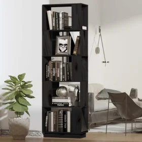 Shelf / room divider in black pine wood 51x25x163.5 cm by , Bookcases and shelves - Ref: Foro24-814048, Price: 68,44 €, Disco...