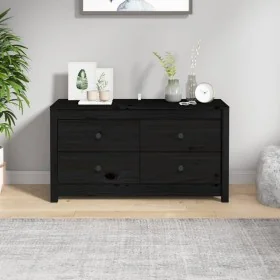 Massives schwarzes Kiefernholz-Nebenschrank 100x40x54 cm von , Sideboards - Ref: Foro24-821778, Preis: 174,99 €, Rabatt: %