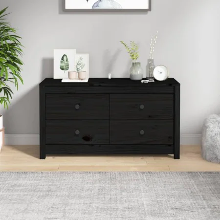 Solid black pine wood auxiliary cabinet 100x40x54 cm by , Sideboards - Ref: Foro24-821778, Price: 174,99 €, Discount: %