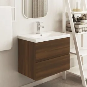 Engineered wood bathroom vanity in brown oak, 60x38.5x45cm by , Bathroom furniture - Ref: Foro24-815650, Price: 54,78 €, Disc...