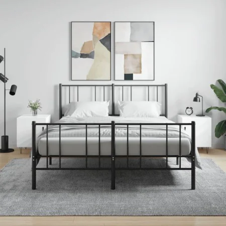 Bedside tables 2 units engineered wood glossy white 40x40x50 cm by , Nightstands - Ref: Foro24-827553, Price: 49,73 €, Discou...