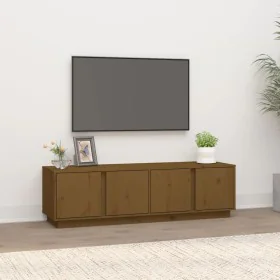 Solid pine wood TV stand in honey brown color, 140x40x40 cm. by , TV Furniture - Ref: Foro24-814462, Price: 95,84 €, Discount: %