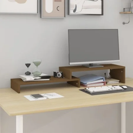 Massive Pinienholz-Monitorständer in Honigbraun (52-101)x22x14cm. von , Computersockel und -erhöhungen - Ref: Foro24-814017, ...