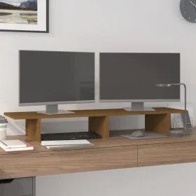 Massive Pinienholz-Monitorständer in Honigbraun, 100x27x15 cm. von , Computersockel und -erhöhungen - Ref: Foro24-813982, Pre...