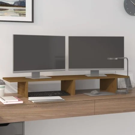 Massive Pinienholz-Monitorständer in Honigbraun, 100x27x15 cm. von , Computersockel und -erhöhungen - Ref: Foro24-813982, Pre...