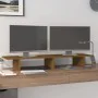 Solid pine wood monitor stand in honey brown color, 100x27x15 cm by , Computer bases and risers - Ref: Foro24-813982, Price: ...
